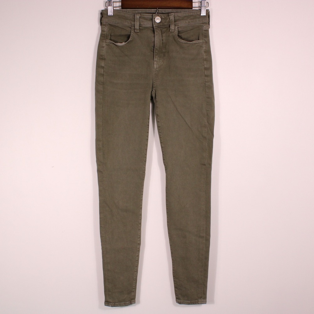 American Eagle Jeans Womens 2‎ Olive Jegging Hi-Rise Casual Stretch Skinny 26x28
